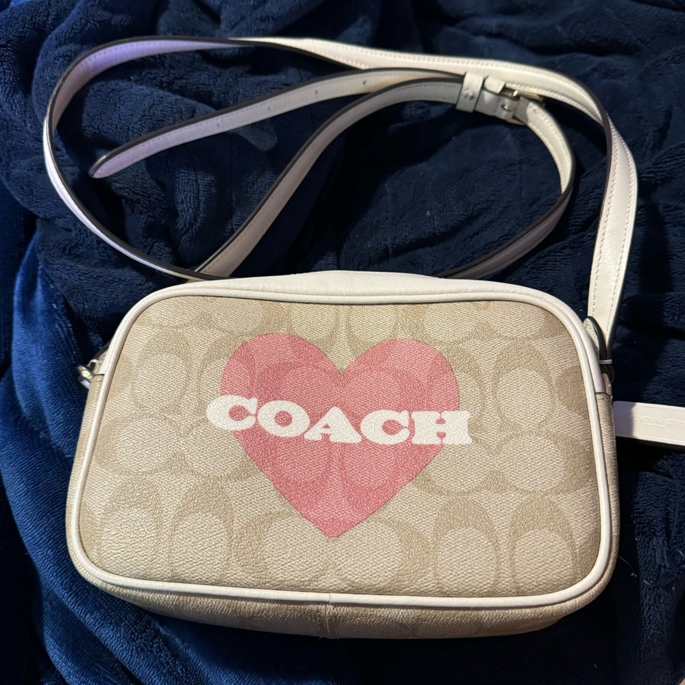 Coach Mini Jamie Crossbody Bag With Pink Heart- Super, Super Cute!